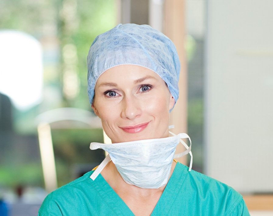 Female surgeon in scrubs